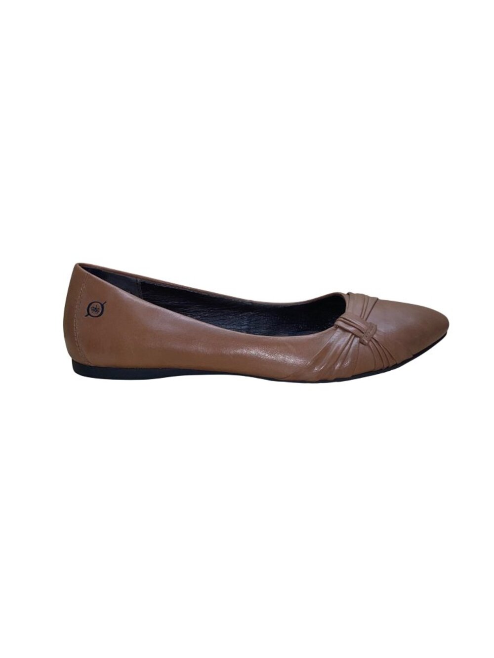Born Women’s Brown Leather Ruched Design Pointed Toe  Ballet Flats Size 8US